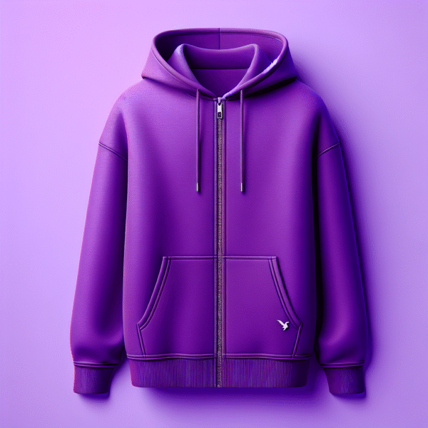Purple hoodie with Divi Engine text and front zipper